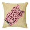GENVER Pink Cute Leopard Embroidered Throw Pillow Covers, Animals Abstract Decor Pillowcase for Farmhouse Couch Living Room Sofa Bedroom Chair Office Shop 18 x 18 Inches view 1