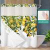 Green Lemon No Hooks Shower Curtain and Liner Set,Hotel Style Fabric Bathroom Shower Curtains Watercolor Trpical Summer Fruit White Waterproof Small Stall Bath Curtain with Sheer Window,48"x72" view 3