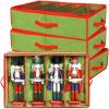 Preboun 4 Pack Christmas Nutcracker Storage Box Clear Top,Bright Green view 1