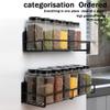 HOANYNGX No-Punch Spice RackWall Mounted OrganiserSpices RackCountertop Storage Shelffor Countertops, Cabinets Or Wall Mounts, Metal, Black(2 Large 2 Small) view 4