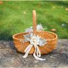 Rattan Flower Basket, Small Wicker Basket with Handle, Flower Girl Baskets Empty Gift Basket Rattan Basket, Woven Storage Basket for Home Wedding Garden Decoration view 4