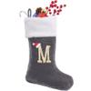 Sailup 20 Inches Monogram Christmas Stockings with Letters, Large Super Soft Christmas Stockings Grey Velvet with White Super Soft Plush Cuff for Christmas Xmas Tree Holiday Fireplace Grey view 1