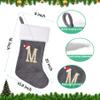 Sailup 20 Inches Monogram Christmas Stockings with Letters, Large Super Soft Christmas Stockings Grey Velvet with White Super Soft Plush Cuff for Christmas Xmas Tree Holiday Fireplace Grey view 2
