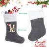 Sailup 20 Inches Monogram Christmas Stockings with Letters, Large Super Soft Christmas Stockings Grey Velvet with White Super Soft Plush Cuff for Christmas Xmas Tree Holiday Fireplace Grey view 3