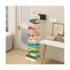 TISTIK Librero Floor Standing Invisible Bookshelf Metal Spine Book Tower Modern Open Bookcase Vertical Bookshelves Freestanding Book Organizer for Living Room bookshelves, 6 Tier, Beige view 1