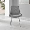 Furniturebox UK Dining Chairs - 2X Grey Pesaro Velvet Silver Chrome Metal Leg Modern Contemporary Luxury Dining Kitchen Chairs Set (2X Grey Pesaro Chairs) view 2