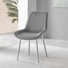 Furniturebox UK Dining Chairs - 2X Grey Pesaro Velvet Silver Chrome Metal Leg Modern Contemporary Luxury Dining Kitchen Chairs Set (2X Grey Pesaro Chairs) view 3
