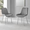 Furniturebox UK Dining Chairs - 2X Grey Pesaro Velvet Silver Chrome Metal Leg Modern Contemporary Luxury Dining Kitchen Chairs Set (2X Grey Pesaro Chairs) view 4