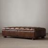 GEeLky Vintage Brown PU Leather Tufted Upholstered Bedroom Bench of End of Bed, Modern Ottoman Bench Footrest Stool Accent Bench for Living Room, Entryway, Dining Room(90x50x38cm(35.4x19.7x15in)) view 1