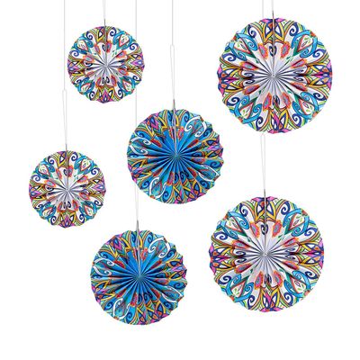 Fun Express Colorful Fiesta Hanging Fan Decorations 8"  12" - 6 Pc
