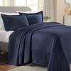 SUPERIOR Solitaire Cotton Bedspread Quilt Set, Twin, Navy Blue - Z view 1