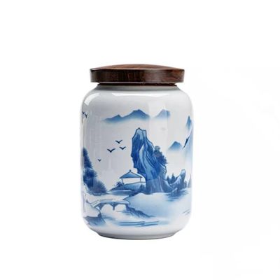CHICKEN Tea Storage Tank Retro Tea Cans, Ru Kiln Landscape Ceramic Cans, Sealed Tea Warehouses, Moisture-Proof Storage Tea Cans Multifunctional Storage Jar