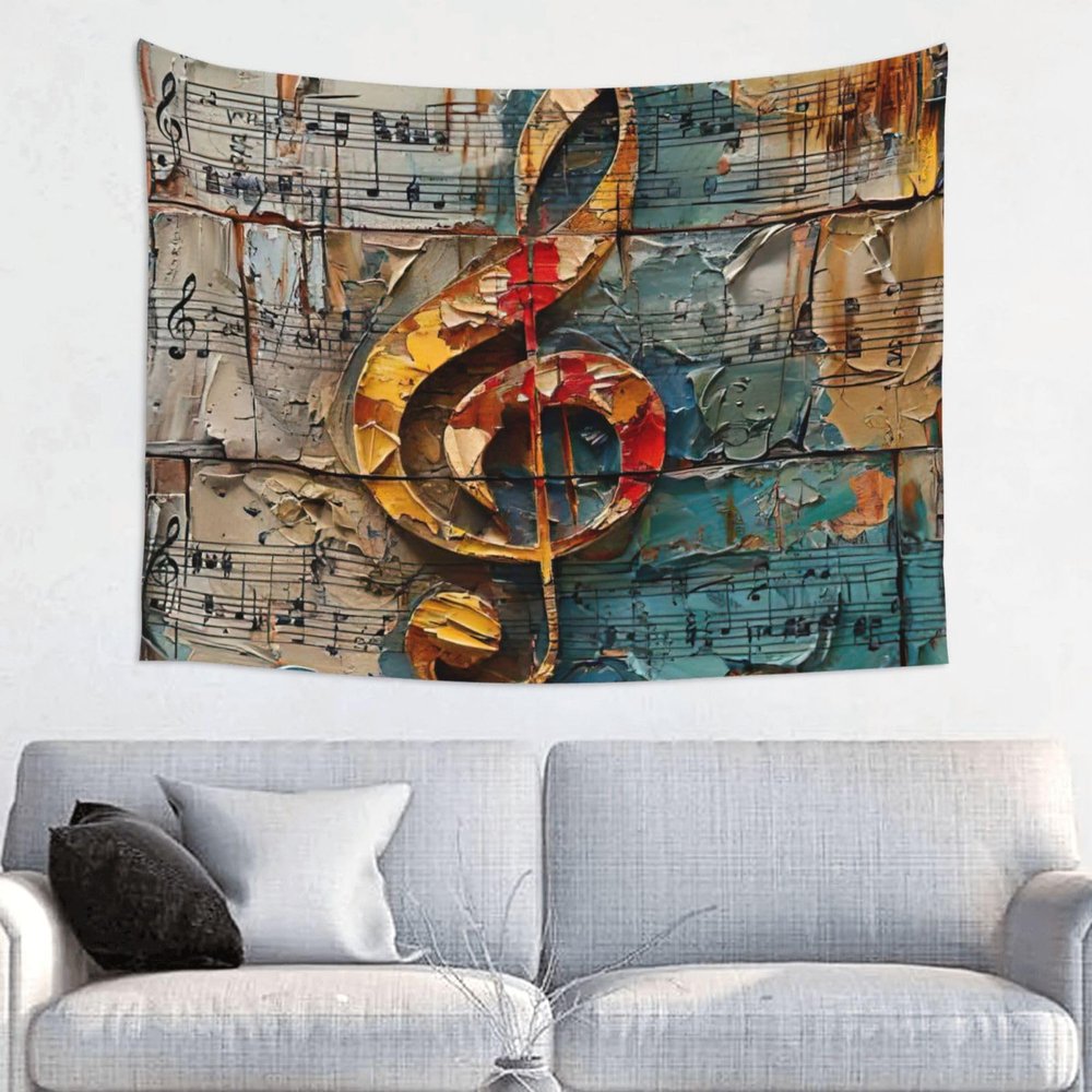 LIXLZH Music Notes Print Wall Tapestry Personalized Funny Backdrop Bedroom Wall Hanging Art Decor Tapestry