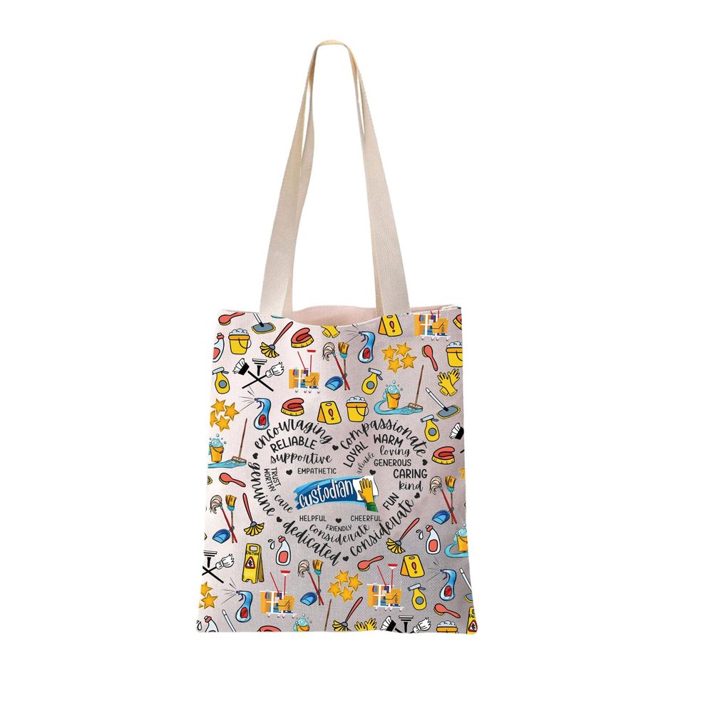 JYTAPP Custodian Tote Bag Housekeeper Gift Custodian Thank You Gift Appreciation Reusable Grocery Bag for Cleaning Lady