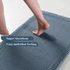 RESARE Waffle Bath Rug for Bath, Super Absorbent Non Slip Machine Washable, Ultra Soft Boho Rug with Tassels, Upgraded Design, 18"x30" Blue view 3