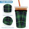 CWECVWE 3 Pack Cup Sleeve Black Green Scottish Tartan Plaid for Iced Coffee Cups, Reusable Insulated Neoprene Cup Holder for Cold Drinks Beverages and Holder for Most Coffee, Style 455 view 3