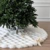 Starry Dynamo 72-Inch Puff Quilt Faux Fur Christmas Tree Skirt, Soft Plush Tufted Texture with Satin Ribbon Ties, Cream view 1