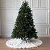 Starry Dynamo 72-Inch Puff Quilt Faux Fur Christmas Tree Skirt, Soft Plush Tufted Texture with Satin Ribbon Ties, Cream view 2