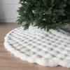 Starry Dynamo 72-Inch Puff Quilt Faux Fur Christmas Tree Skirt, Soft Plush Tufted Texture with Satin Ribbon Ties, Cream view 3