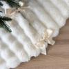 Starry Dynamo 72-Inch Puff Quilt Faux Fur Christmas Tree Skirt, Soft Plush Tufted Texture with Satin Ribbon Ties, Cream view 4