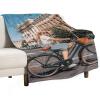LFDSPYJE Throw Blanket Flannel Fleece Blankets Lady on A Bicycle in The Street Bed Throws Thick Blankets Large Bed Blankets Lightweight Fuzzy Plush Blanket for Couch, Bed, Sofa, Chair 30"x50" view 1