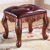 HAOKAZLBR Vanity Stool Bedroom Vanity Chair Upholstered Seat Benches Vanity Household Carved Makeup Stool Bedroom Dressing Bench Porch Shoe Changing Stool Leather Small Stool (48x40x45cm) view 2