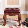 HAOKAZLBR Vanity Stool Bedroom Vanity Chair Upholstered Seat Benches Vanity Household Carved Makeup Stool Bedroom Dressing Bench Porch Shoe Changing Stool Leather Small Stool (48x40x45cm) view 3