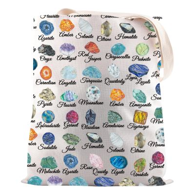 JNIAP Crystal Lover Gift Mystical Geologist Tote Bag Geology Teacher Gift (Gemstone Tote Bag)