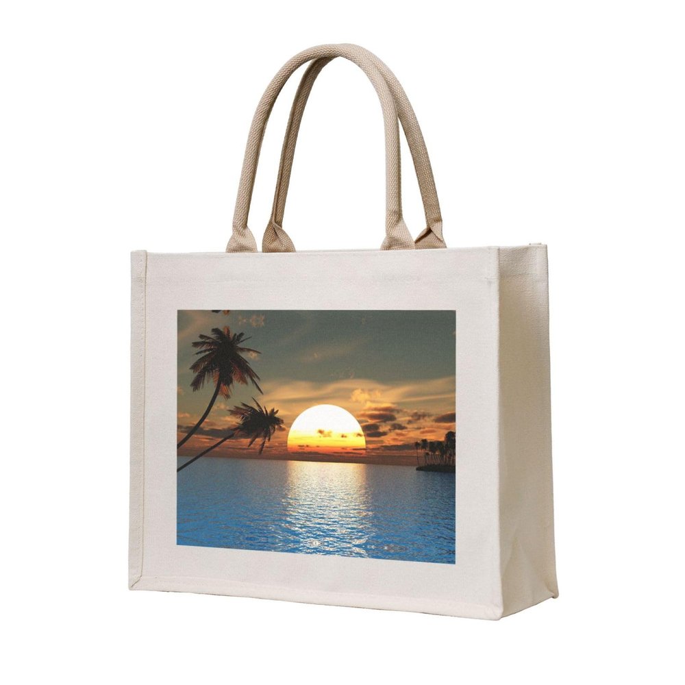 AMAZWI Beach Sunrise Canvas Tote Bag For Women, Aesthetics Tote Bag Beach Travel Tote Handbags Shopping Daily Working