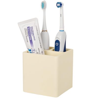 Diatomite Toothbrush Holders for Bathrooms, Electric Toothbrush and Toothpaste Holder 3 Slots Tooth Brush Organizer for Bathroom Countertop, Shower, Vanity - Yellow