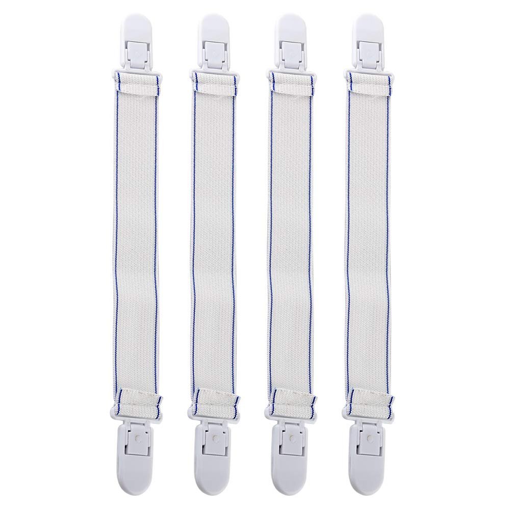 Sheet Straps, 4Pcs Bed Sheet Fasteners, Multipurpose Bed Sheet Clip, Mattress Holder Clothes Pegs, Bed Sheet Straps with High Elasticity for Mattresses Fitted Sheets Flat Sheets