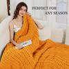 Admitrack Chunky Knit Blanket Throw, 100% Hand Knit Chenille Throw Blanket for Sofa & Home Decor, Soft and Cozy Knitted Throw Blankets (Orange, 51"x63") view 2