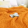Admitrack Chunky Knit Blanket Throw, 100% Hand Knit Chenille Throw Blanket for Sofa & Home Decor, Soft and Cozy Knitted Throw Blankets (Orange, 51"x63") view 3