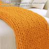 Admitrack Chunky Knit Blanket Throw, 100% Hand Knit Chenille Throw Blanket for Sofa & Home Decor, Soft and Cozy Knitted Throw Blankets (Orange, 51"x63") view 4