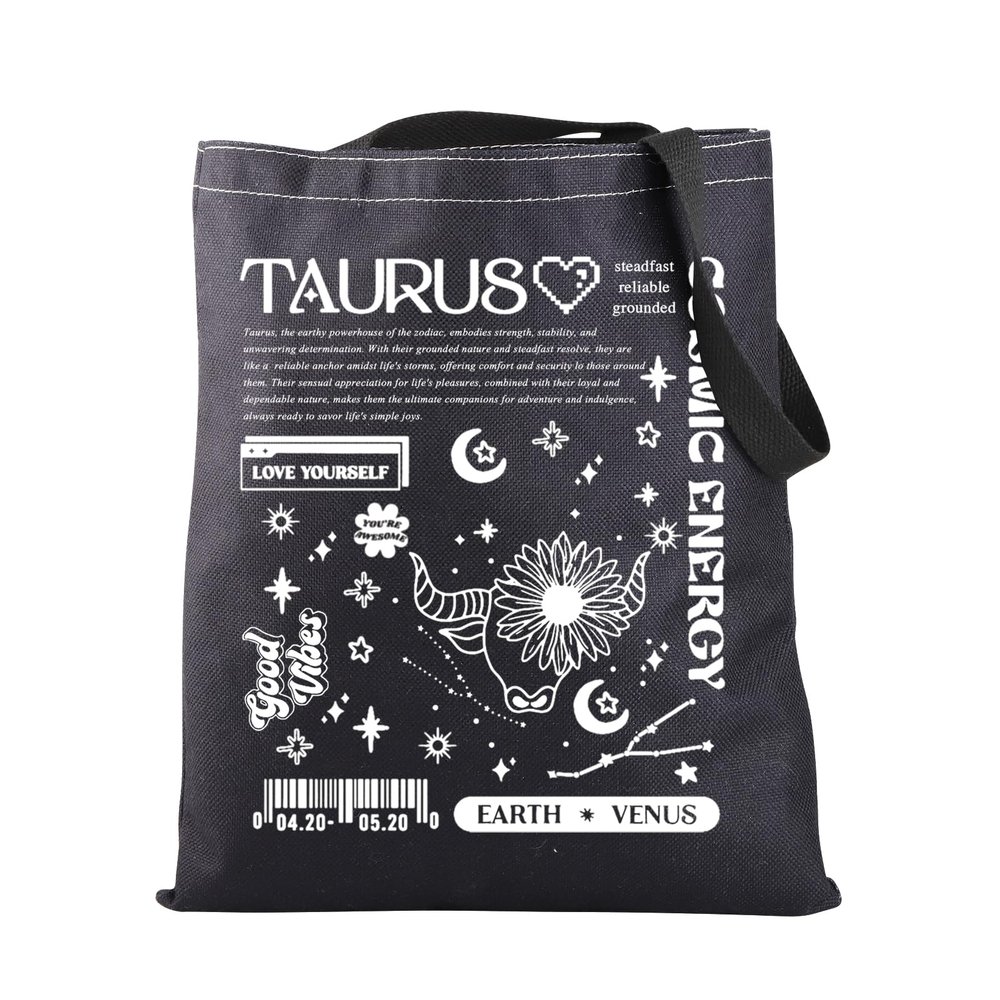 JNIAP Zodiac Sign Gift 12 Constellation Birthday Gift for Astrology Lover Horoscope Tote Bag (TAURUS Tote Bag)