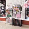 Zfmnoyev Large Metal Ribbon Rack with Wheels, 140cm Tall Scarf Ribbon Satin Rack, Roll Storage/Gift Warp Paper Organizer Holder, Spools Dispenser Movable Cart(White,100x30x140cm) view 3