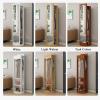 360 Swivel Floor Large Mirror 59x11IN Full Length Mirror, Wood Full Body Mirrors with Coat Rack for Living Room, Bedroom, Cloakroom (Red Walnut Colour) view 2
