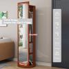 360 Swivel Floor Large Mirror 59x11IN Full Length Mirror, Wood Full Body Mirrors with Coat Rack for Living Room, Bedroom, Cloakroom (Red Walnut Colour) view 3
