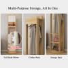360 Swivel Floor Large Mirror 59x11IN Full Length Mirror, Wood Full Body Mirrors with Coat Rack for Living Room, Bedroom, Cloakroom (Red Walnut Colour) view 4
