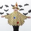 TINAYAUE Halloween Sunflower Felt Witch Hat with Patch Rope Pointed Witch Straw Hat for Cosplay Carnival Party Easter view 2