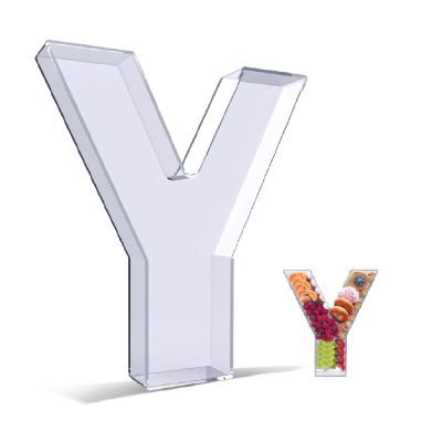 10'' Hard Acrylic Letter Box Charcuterie Letters Fillable Box Reusable Hollow Letter Serving Tray Candy Dish for Birthday Party Decor Letter Boxes Plates for Food, Without Lid (Clear, Letter Y)