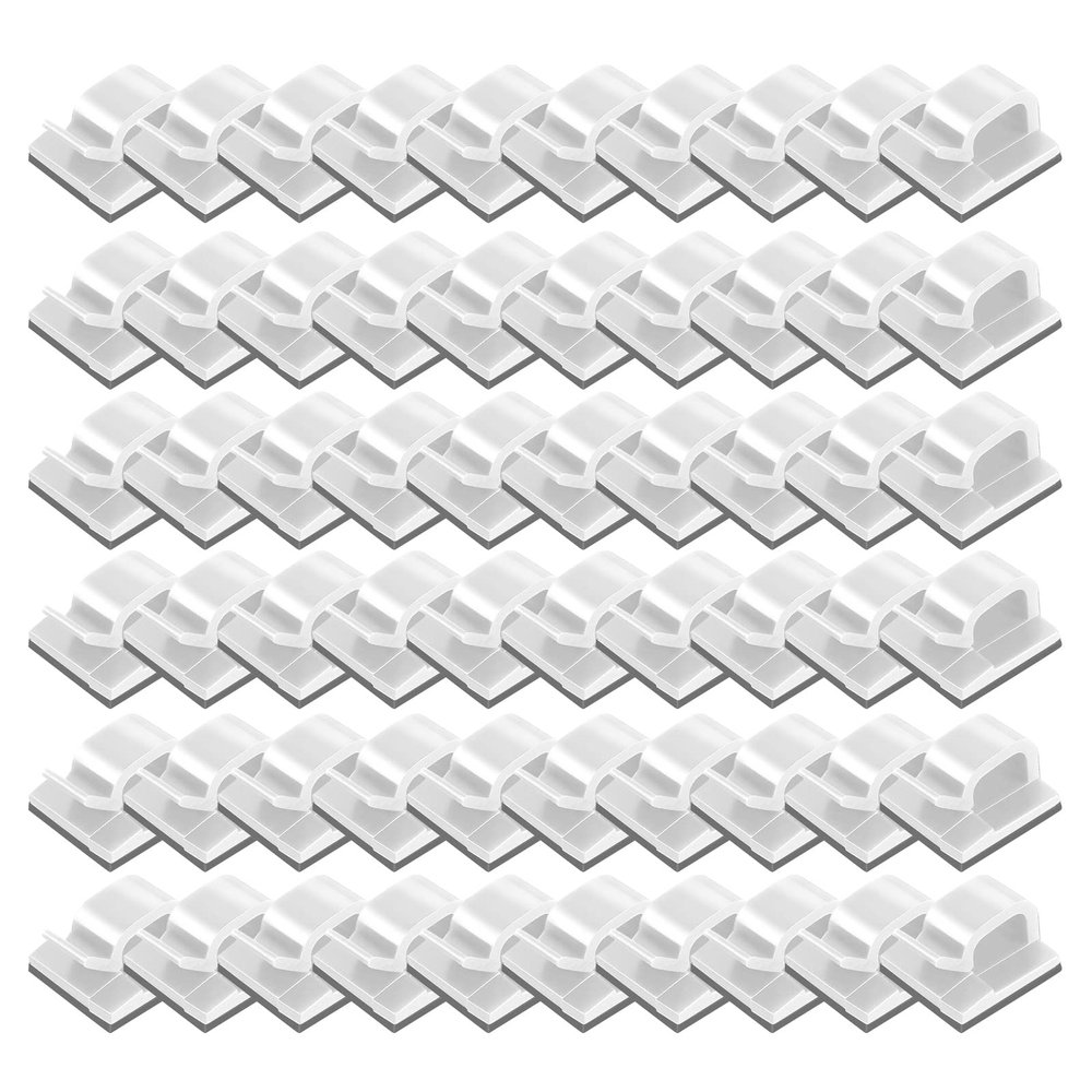 Rooyar 60Pcs Outdoor Cable Clips with Adhesive Tapes Holder Wire Holder for LED String Light Decor, White