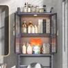 CUPKEE Over Toilet Storage with Doors, Multifunctional Toilet Shelf Space Saver with Cabinet, Space Saver Toilet Rack with 4 Hooks Laundry Organizer,White,3 Tier view 3