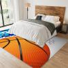 Basketball Sport Area Rug, Blue Geometric Graffiti Area Rug for Bedroom, Easy Clean Carpet with Anti-Slip Backing Durable Not Falling Off for Bedroom Living Room Dining Room Office 5ftx8ft view 4
