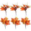 CYYZB 6 PCS Artificial Maple Leaf Pumpkin Branches,Fall Floral Stems Set,Maple Squash Cuttings Fall Decoration,Berry Branch Harvest Decoration,Berry Maple Leaves Branch for Home view 1