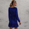 OLKWDAF5 Vestido Women Deep V Cut Long Puff Sleeve Velvet Ruffle Mini Party Dress Loose Flowy Swing Short Dresses Beach view 3