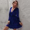 OLKWDAF5 Vestido Women Deep V Cut Long Puff Sleeve Velvet Ruffle Mini Party Dress Loose Flowy Swing Short Dresses Beach view 4