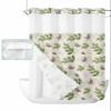 Anzona No Hook Shower Curtains, Grass Green Leaves Standard Bathroom Curtains with Snap in Liner, Fall Eucalyptus Leaves Burlap Waterproof Washable Fabric Bathroom Shower Curtain Sets, 60" x 72" view 2
