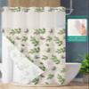Anzona No Hook Shower Curtains, Grass Green Leaves Standard Bathroom Curtains with Snap in Liner, Fall Eucalyptus Leaves Burlap Waterproof Washable Fabric Bathroom Shower Curtain Sets, 60" x 72" view 3