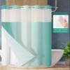 Anzona No Hook Shower Curtains, Turquoise Ombre Stall Bathroom Curtain with Snap in Liner, Farmhouse Teal Color Gradient Waterproof Washable Fabric Bathroom Shower Curtain Sets, 48" x 72" view 3